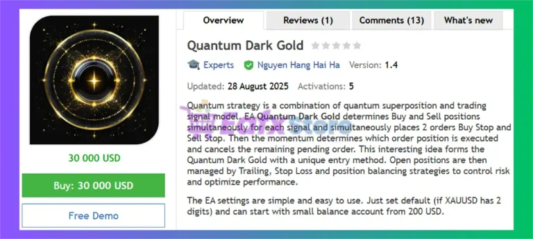 Quantum Dark Gold EA MT4 Overview