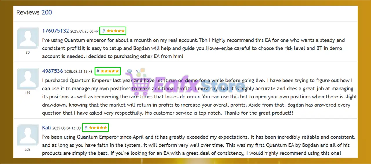 Quantum Emperor MT4 is rated 5 stars by users