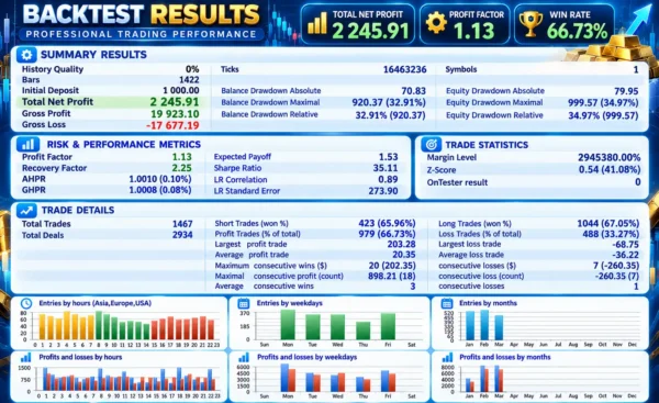 Quantum Gold Titan AI EA Backtest Results