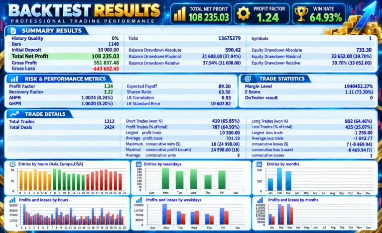 Quantum Gold Titan AI EA MT5 Backtest Results