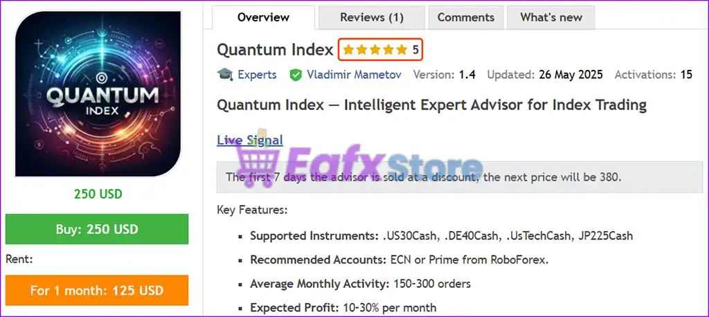 Quantum Index EA MT5 (Latest version) – GroupBuy 2 Quantum Index EA MT5 Overview