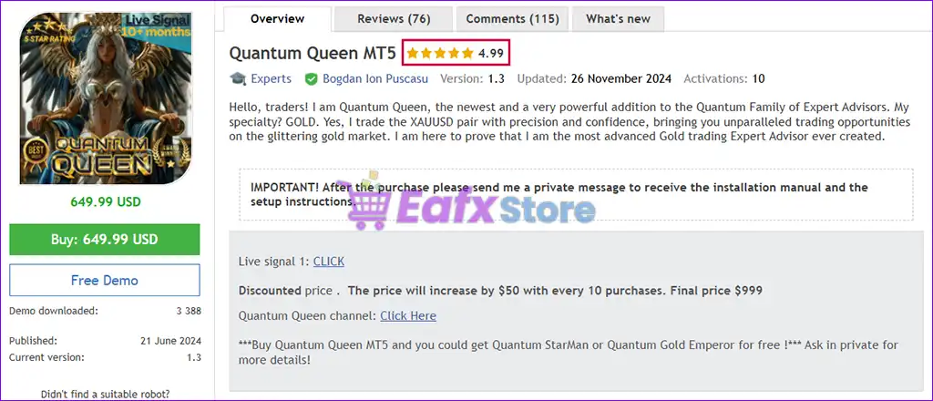 Quantum Queen MT5 Overview