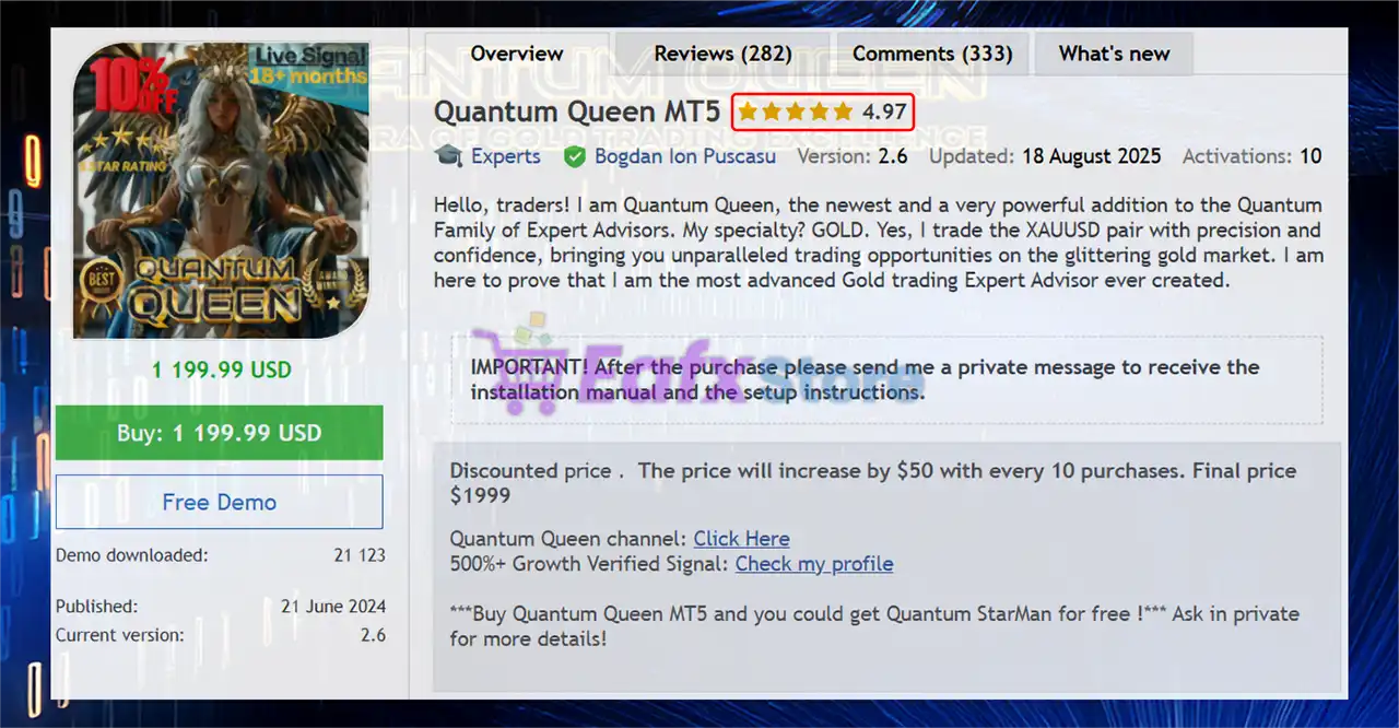 Quantum Queen MT5 (Latest version) – GroupBuy 2 Quantum Queen MT5 Overviews