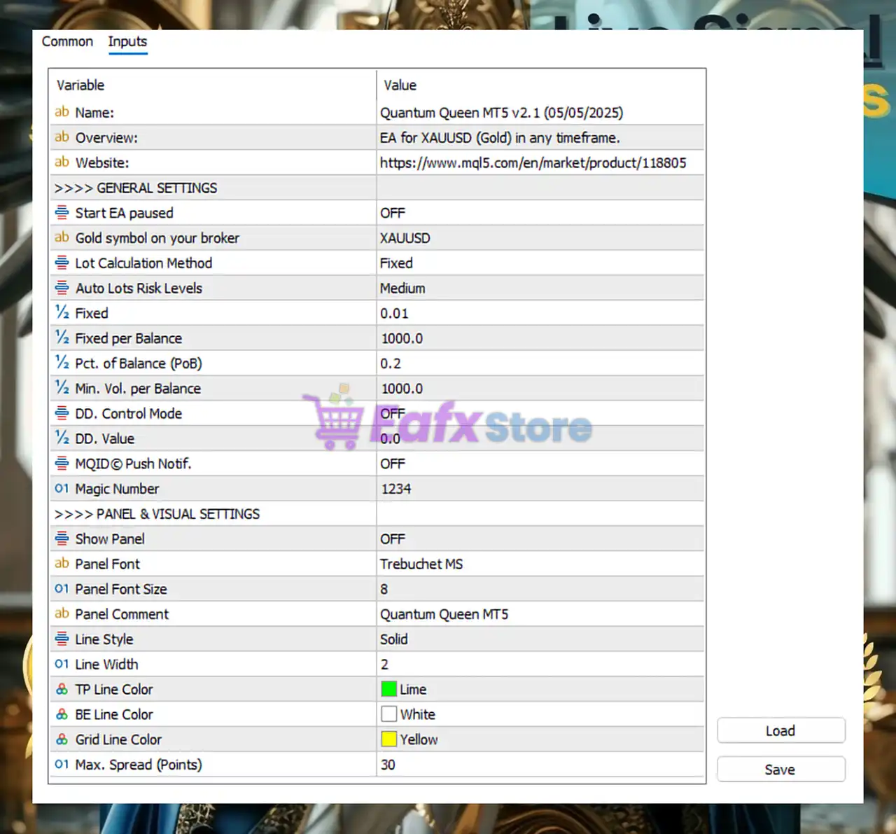 Quantum Queen MT5 Settings Analysis 3