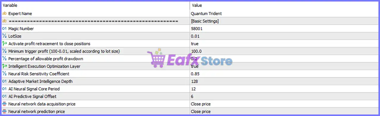 Quantum Trident EA MT5 (Latest version) – GroupBuy 6 Quantum Trident EA MT5 Settings Panel