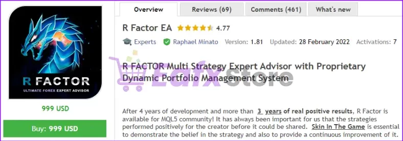 R Factor EA MT4 Overview