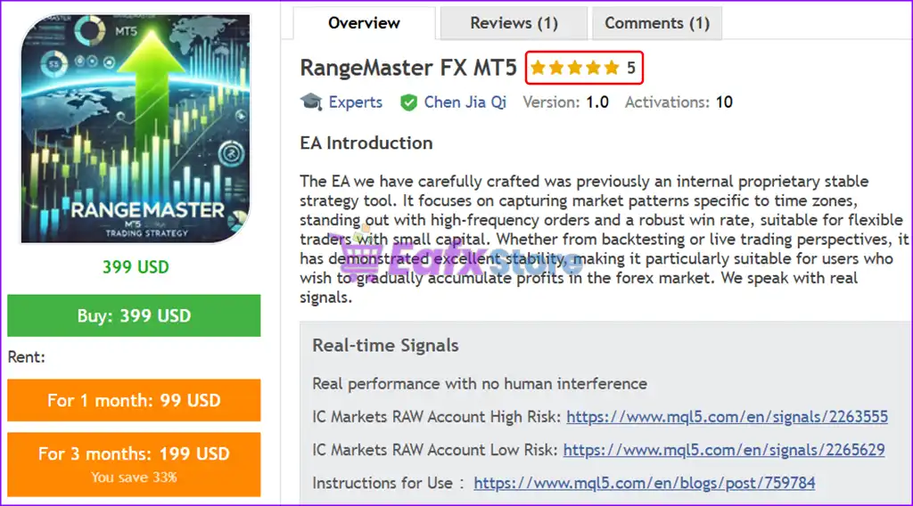 RangeMaster FX MT5 (Latest version) – GroupBuy 2 RangeMaster FX MT5 Overview