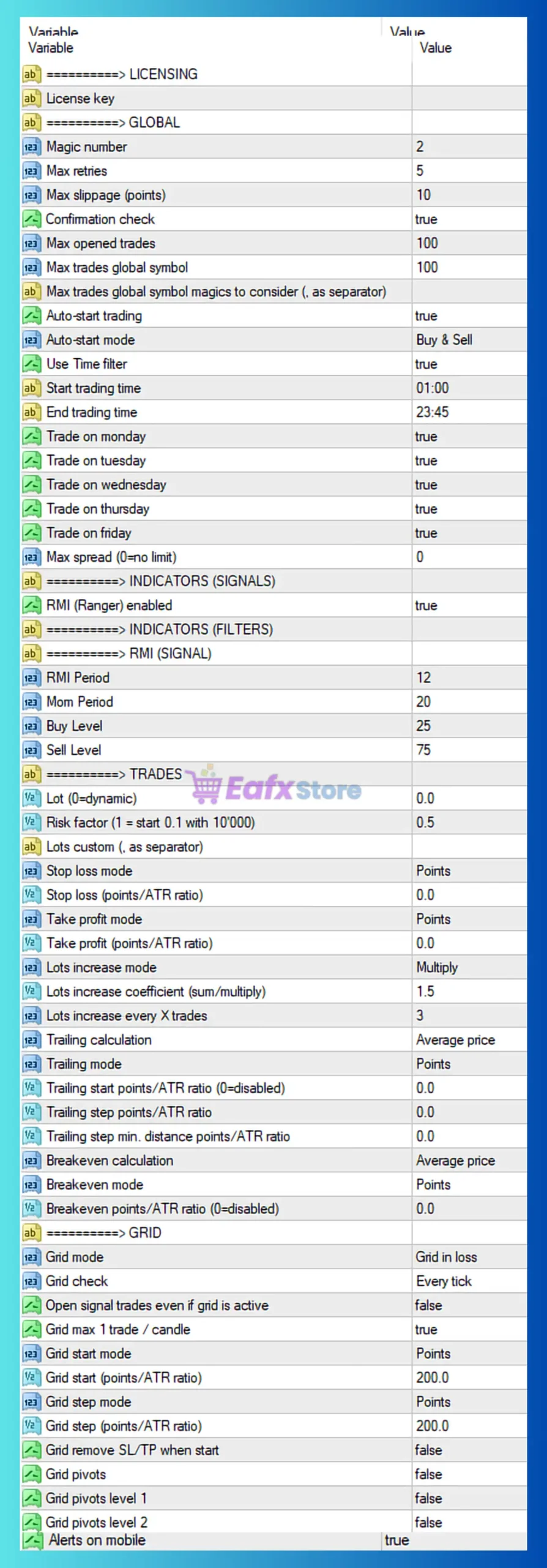Ranger EA MT4 Settings Analysis & Full Review 3 Ranger EA Settings Panel