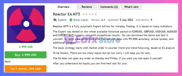 Reactor EA MT5 Review