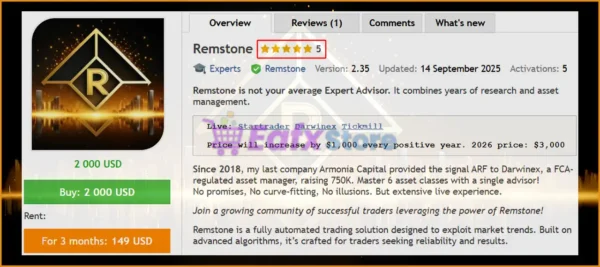 Remstone EA MT5 Overview