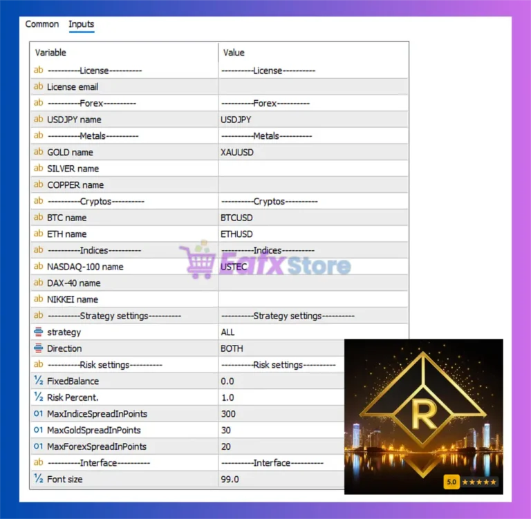 Remstone MT5 Settings Panel