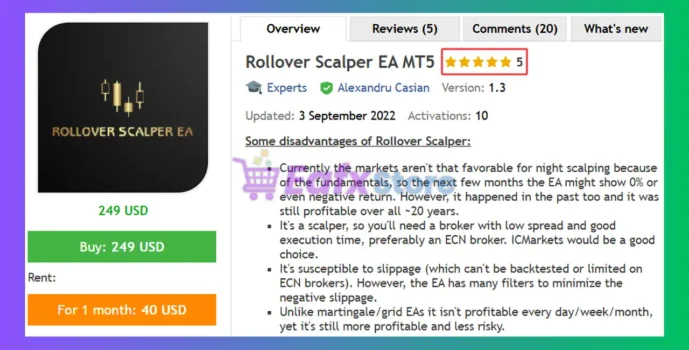 Rollover Scalper EA MT5 Review