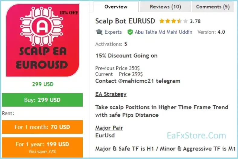 Scalp Bot EURUSD Features