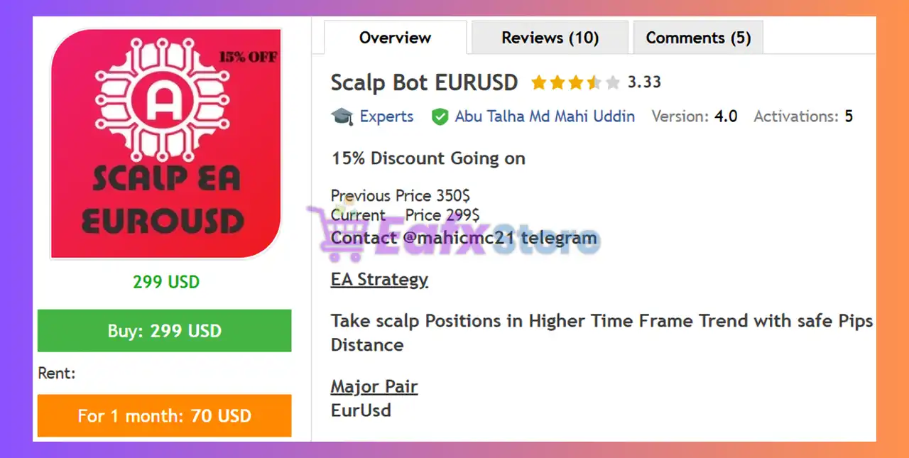 Scalp Bot EURUSD MT4 Review
