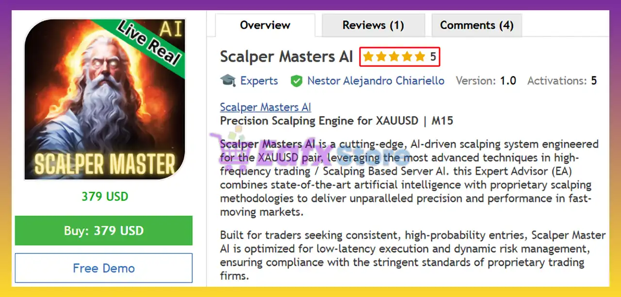 Scalper Masters AI MT5 with Sets (Latest version) – GroupBuy 5 Scalper Masters AI EA MT5 Review