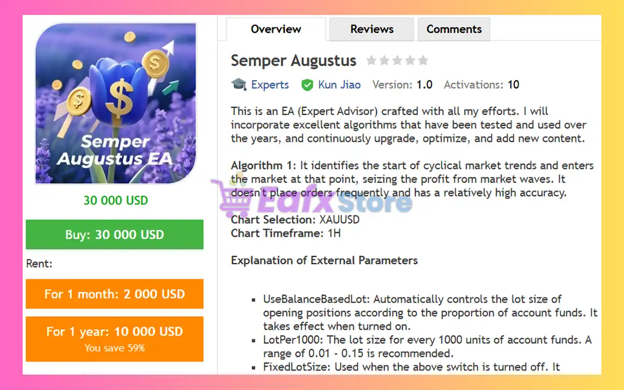 Semper Augustus EA MT4 (Latest version) - Unlimited 2 Semper Augustus EA MT4 Review