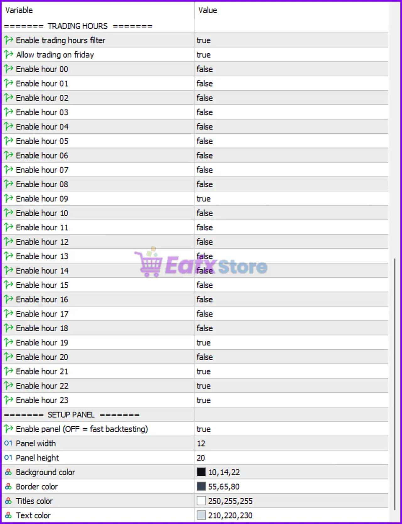 Sentinel KMZ MT5 Settings Panel
