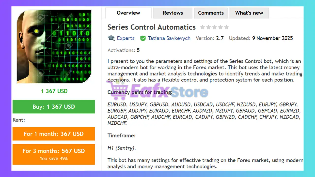 Series Control Automatics EA MT4 (Latest version) 2 Series Control Automatics EA MT4 Review