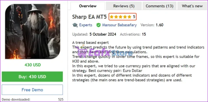 Sharp EA MT5 Overview