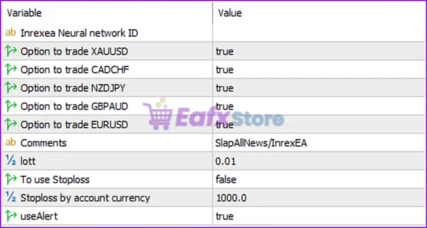 Slap All News EA MT5 Settings Panel