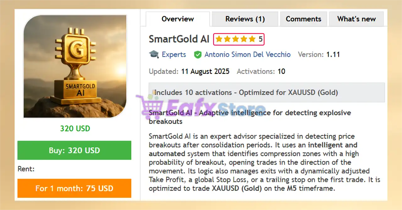 SmartGold AI EA MT5 (Latest version) – GroupBuy 2 SmartGold AI EA Overview