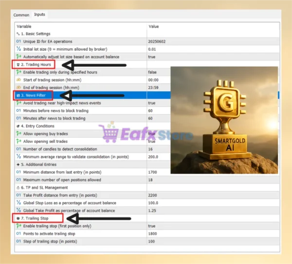 SmartGold AI EA Settings