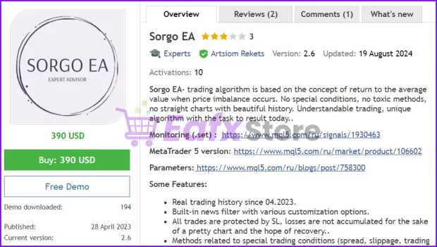 Sorgo EA MT4 Overview