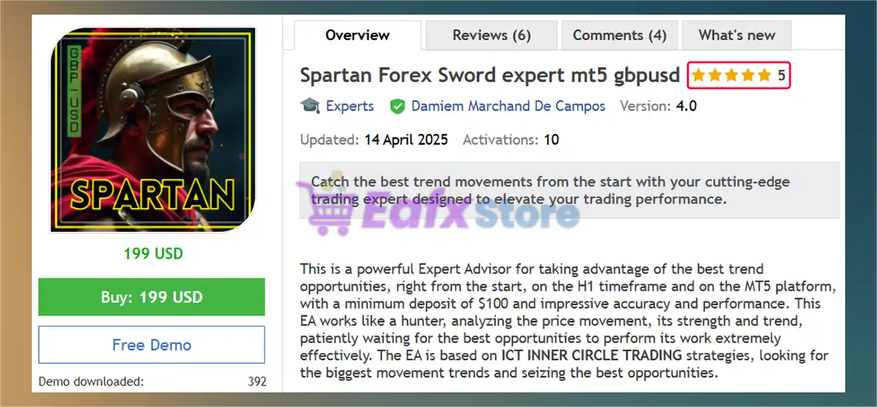 Spartan Forex Sword Expert MT5 GBPUSD (Latest version) – GroupBuy