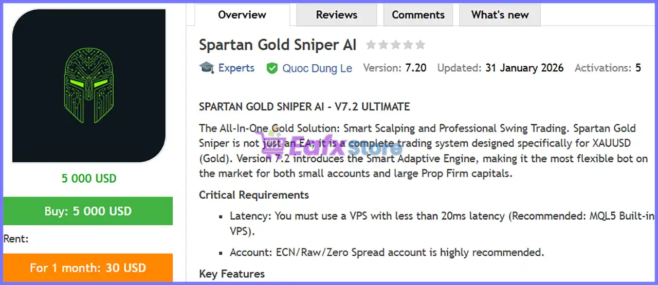 Spartan Gold Sniper AI EA MT5 (Latest version) – GroupBuy 2 Spartan Gold Sniper AI EA Review