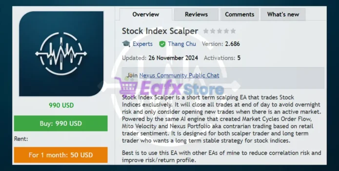Stock Index Scalper EA MT5 Overview