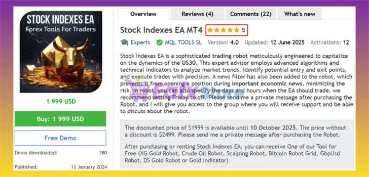 Stock Indexes EA MT4 Features