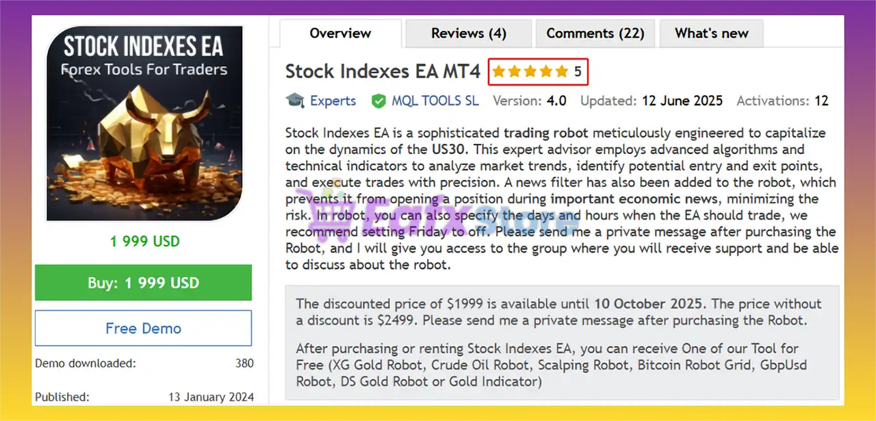 Stock Indexes EA MT4 (Latest version) | Verified Profits 2 Stock Indexes EA MT4 Features