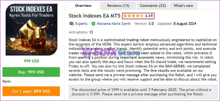 Stock Indexes EA MT5 Overview