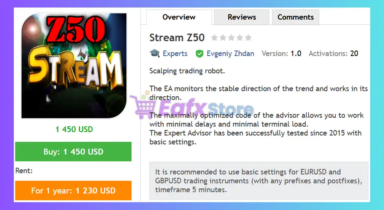 Stream Z50 EA MT4 (Latest version) - Unlimited 2 Stream Z50 EA MT4 Review