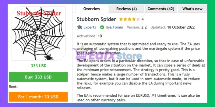Stubborn Spider EA MT4 Review