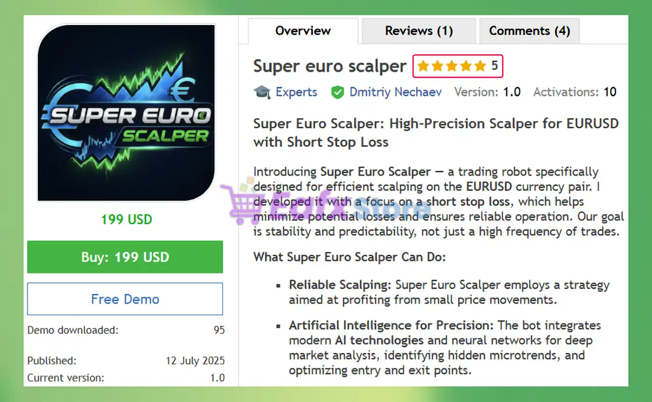 Super Euro Scalper EA MT5 (Latest version) – GroupBuy 2 Super Euro Scalper EA MT5 Overview