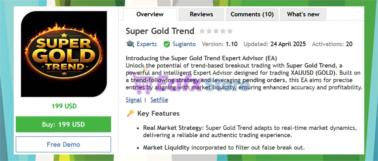 Super Gold Trend MT5 + SetFiles (Latest version) – GroupBuy 2 Super Gold Trend EA MT5 Overview
