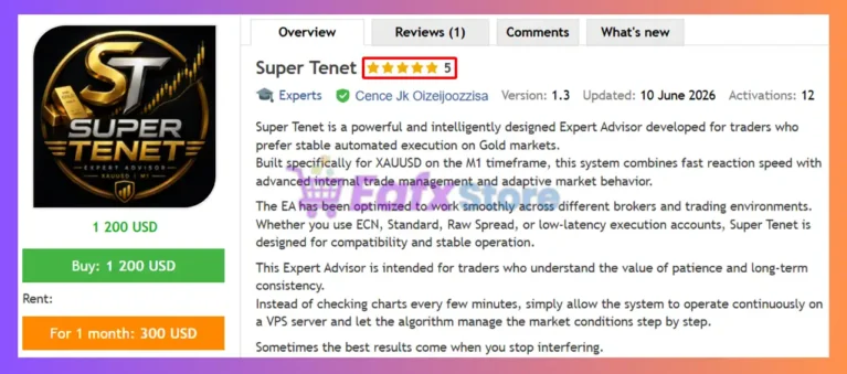 Super Tenet EA MT5 Review