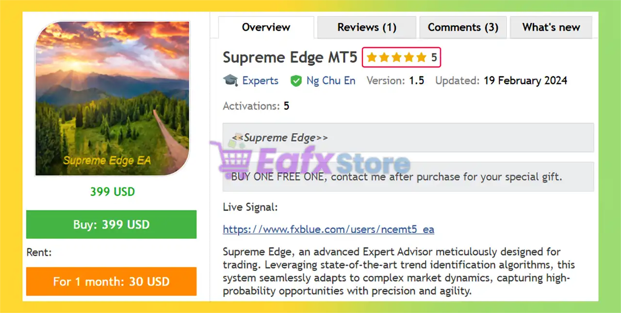Supreme Edge MT5 (Latest version) – GroupBuy 2 Supreme Edge MT5 Overview