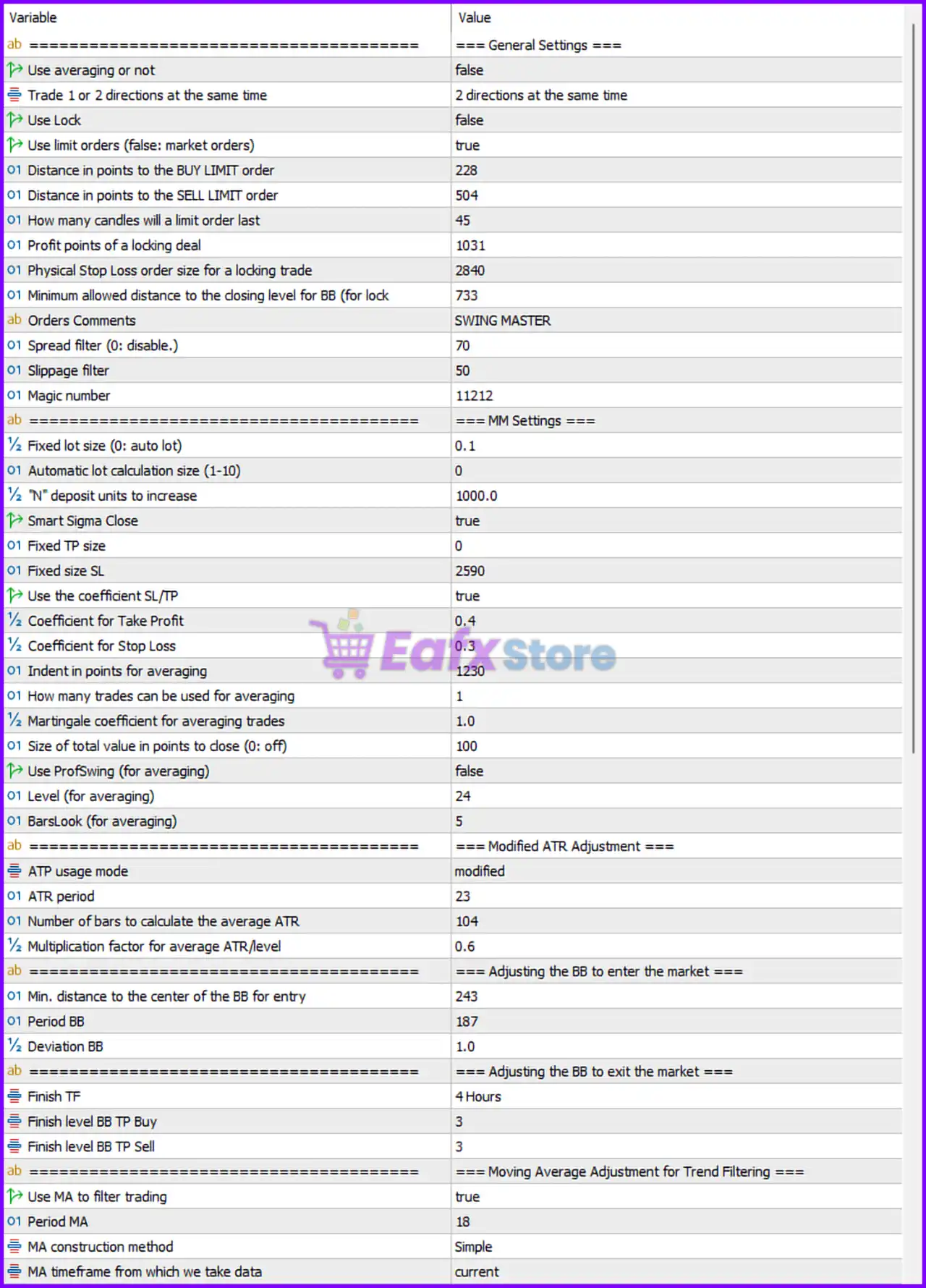 Swing Master EA MT5 + SetFiles (Latest version) – GroupBuy 6 Swing Master EA MT5 Setting Panel