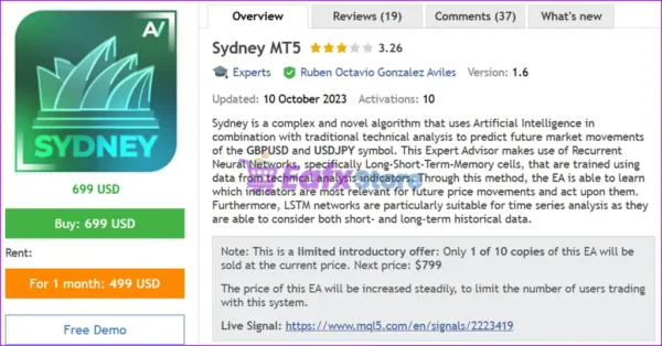 Sydney MT5 Overview