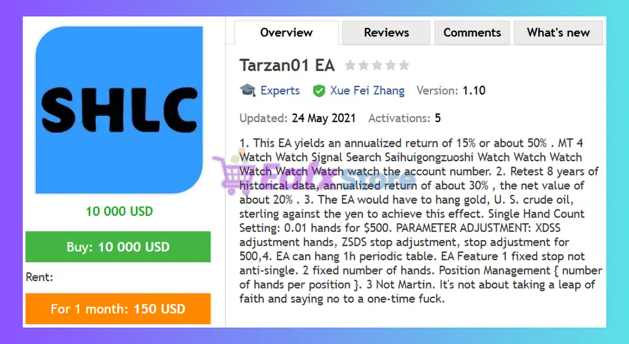 Tarzan01 EA MT4 (Latest version) - Unlimited 2 Tarzan01 EA MT4 Review
