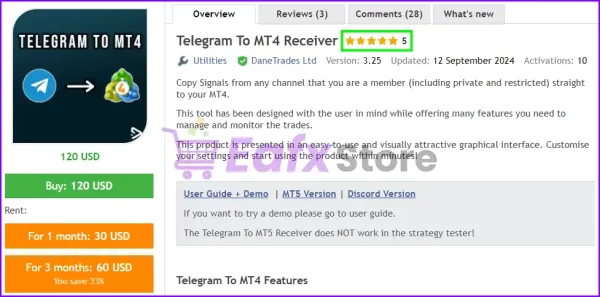 Telegram To MT4 Receiver Overview