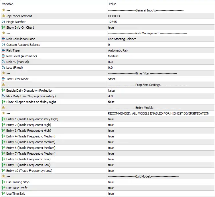The Bitcoin Core EA MT5 (Latest version) - Unlimited 10 The Bitcoin Core EA MT5 Settings Panel