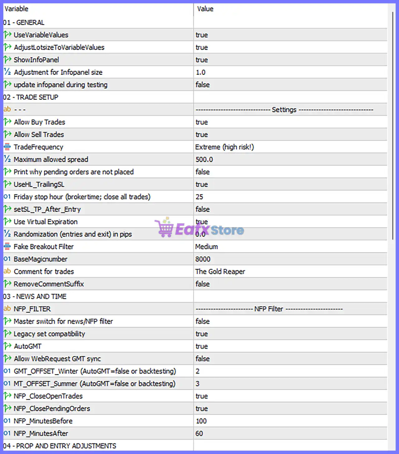 The Gold Reaper MQ5 v4.4 Source Code (Unlimited) 6 The Gold Reaper MQ5 Settings Panel