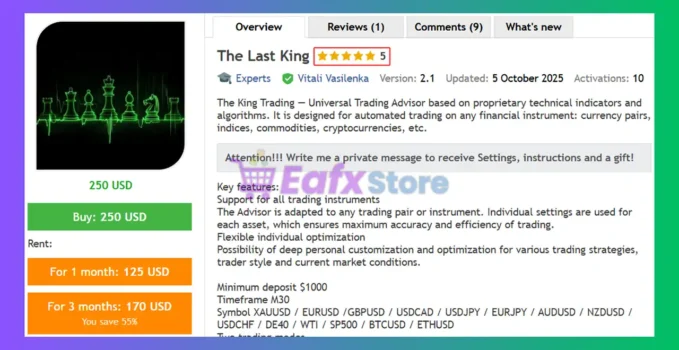 The Last King EA MT5 Review