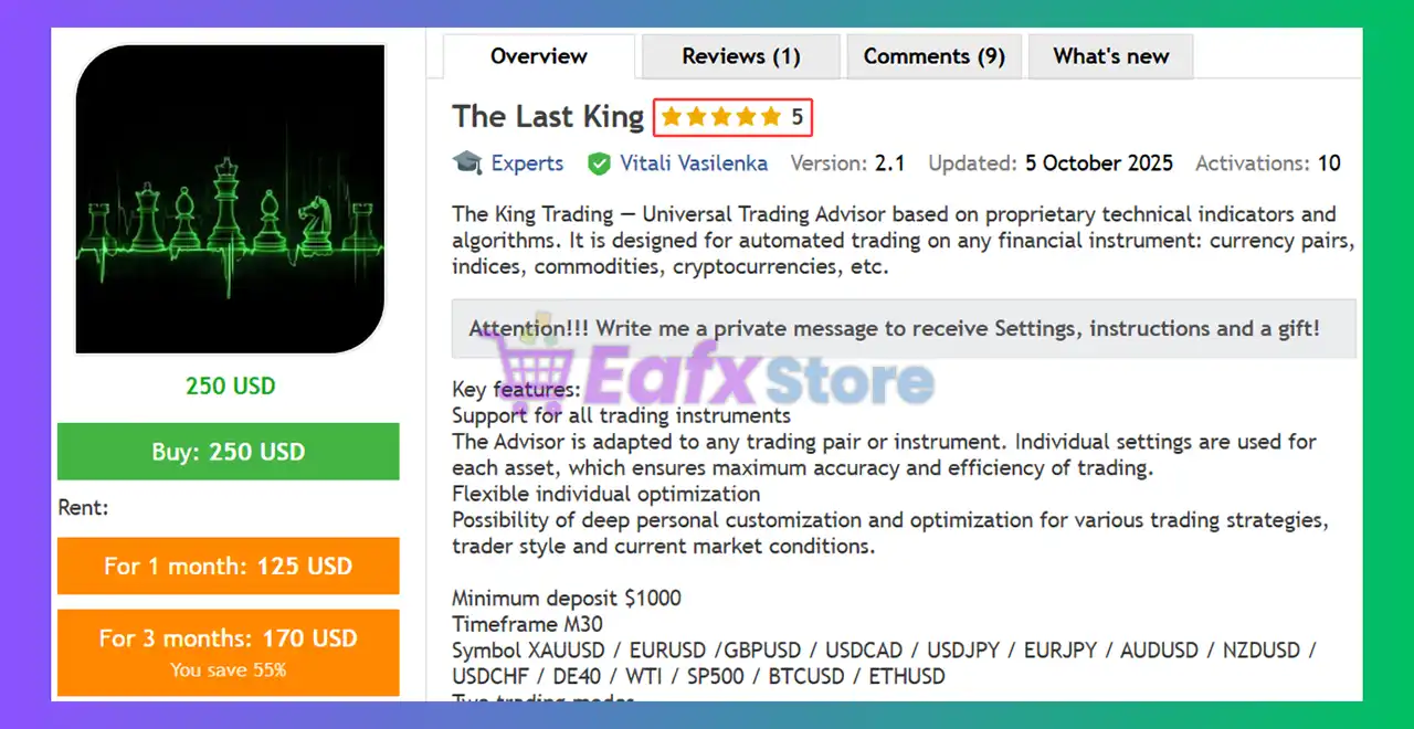 The Last King EA MT5 (Latest version) – GroupBuy 2 The Last King EA MT5 Review