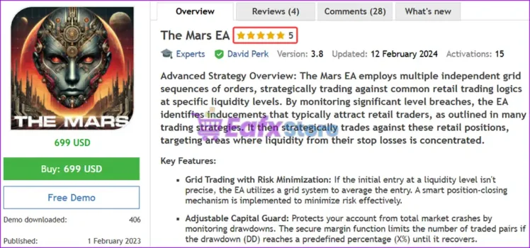 The Mars EA MT4 Overview