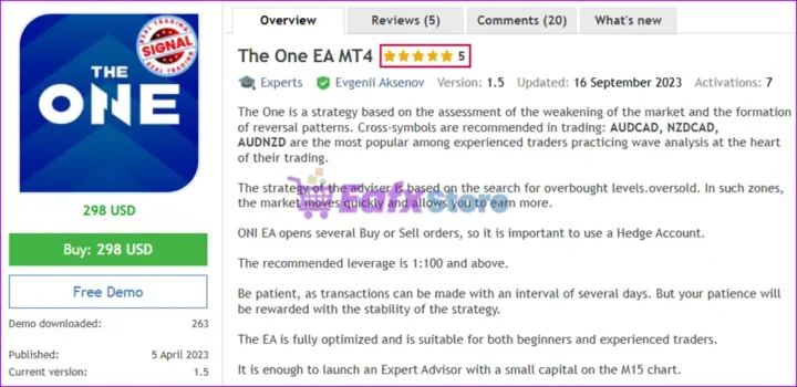 The One EA MT4 Overview