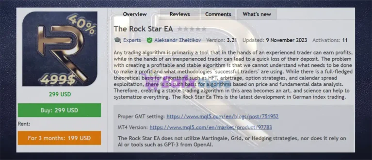 The Rock Star EA MT5 Overview